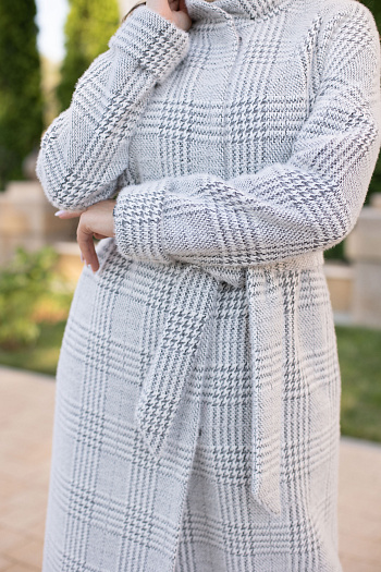 3 Пальто женское демисезонное 22101 (серый/клетка)