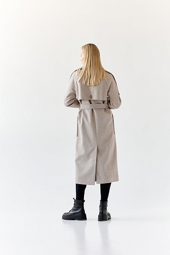 3 Пальто женское демисезонное 25799 (коричневый/ёлочка)