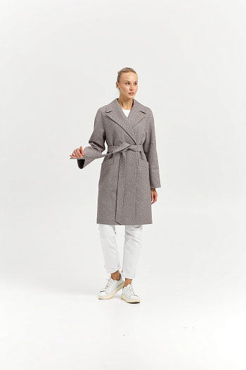 5 Пальто женское демисезонное 25885 (коричневый/ёлочка)