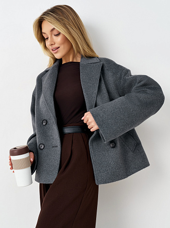 3 Пальто женское демисезонное 27332 (серый ворсовый)