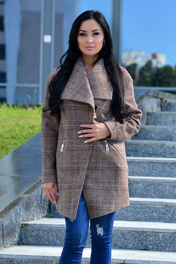 3 Пальто 18830  (клетка (корич/бел)) 