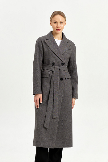 6 Пальто женское демисезонное 26102 (серый точка)