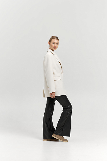 5 Пальто женское демисезонное 27100 (молочный/рубчик)