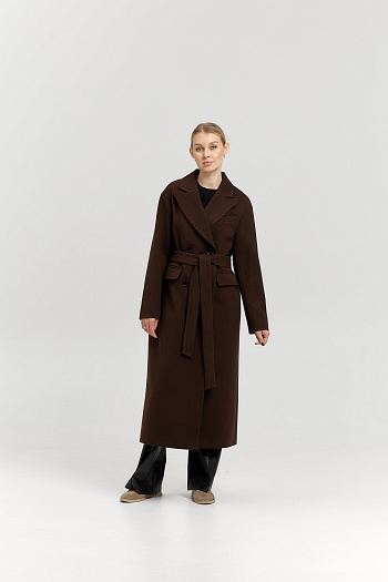 2 Пальто женское демисезонное 26102 (шоколад/рубчик)