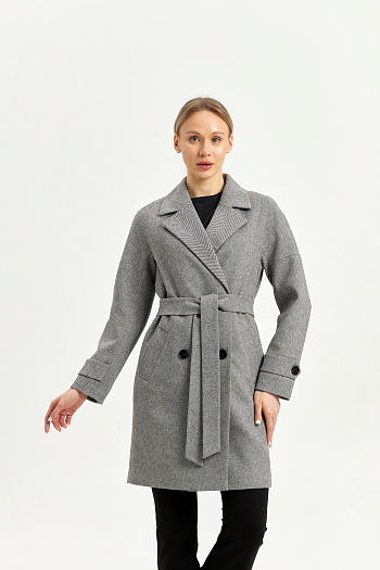 8 Пальто женское демисезонное 22970 (серый/ёлочка) 