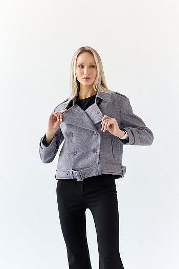4 Полупальто женское демисезонное 25999 (серый/рубчик)