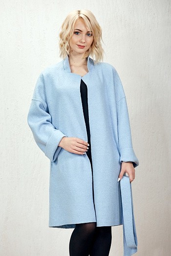 2 Пальто 19111 (голубой/вареная шерсть) 