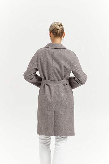 8 Пальто женское демисезонное 25885 (коричневый/ёлочка)