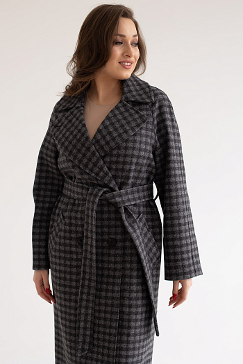 5 Пальто женское демисезонное 23110 (черно-серый)