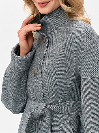 5 Пальто женское демисезонное 27101 (пепельный/ёлочка)