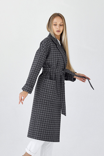 11 Пальто женское демисезонное 25550 (черно-серый)