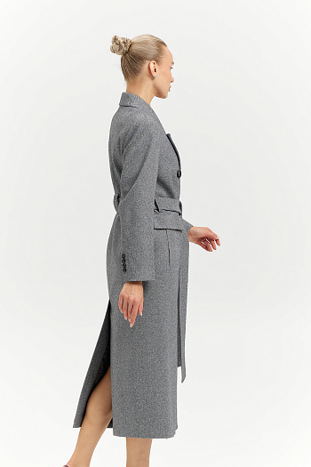 8 Пальто женское демисезонное 26326 (пепельный/ёлочка)