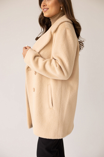 2 Пальто женское демисезонное 23720 (беж/тедди)