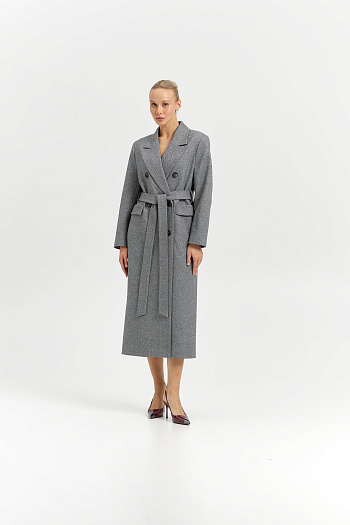 2 Пальто женское демисезонное 26326 (пепельный/ёлочка)