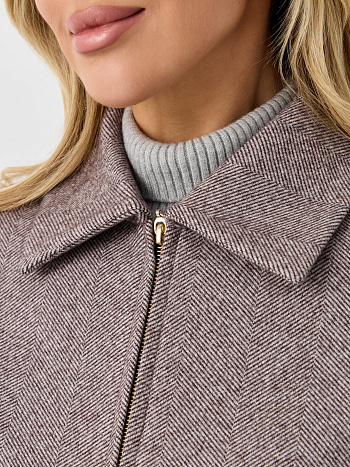 6 Пальто женское демисезонное 28000 (коричневый/ёлочка)