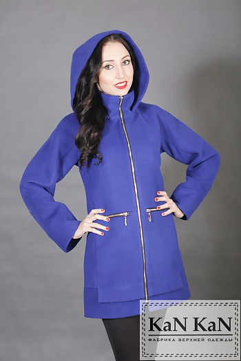 2 Пальто женское демисезонное 15222-163  (василек) 