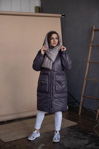 3 Куртка женская зимняя 22600  (лиловый/какао) 