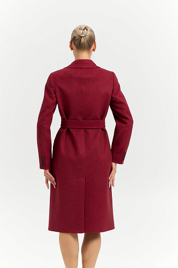 6 Пальто женское демисезонное 25775 (бордовый/ёлочка)