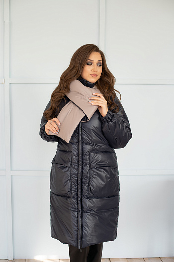 5 Куртка женская зимняя 22600  (синий/какао) 