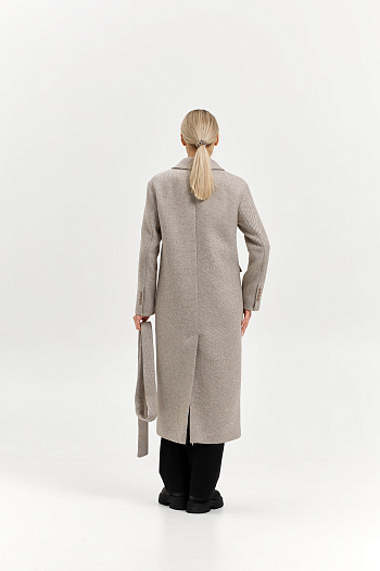 3 Пальто женское демисезонное 26102 (бежевый/диагональ)