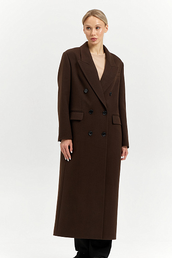 9 Пальто женское демисезонное 26830 (шоколад/рубчик)