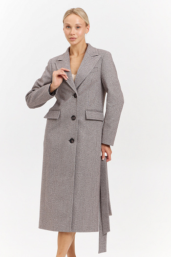 9 Пальто женское демисезонное 27210 (коричневый/ёлочка)