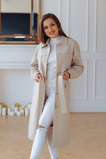4 Пальто женское демисезонное 22107  (кремовый) 