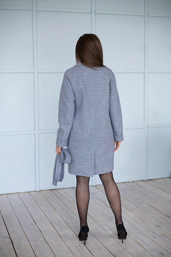 2 Пальто женское демисезонное 22400  (синий/диагональ) 