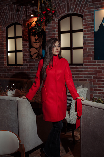 2 Пальто 19101/пояс  (коралл) 