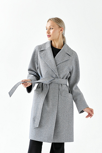7 Пальто женское демисезонное 25885 (пепельный/ёлочка)