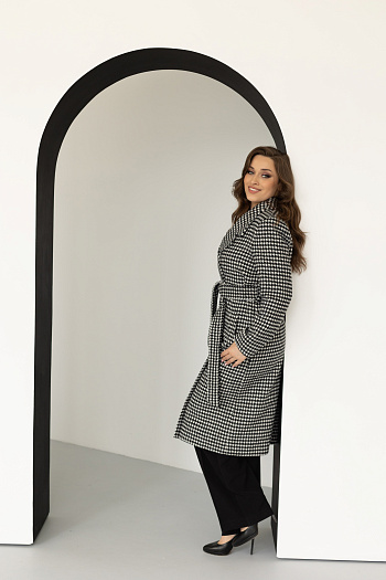 6 Пальто женское демисезонное 23970 (черно-белый)