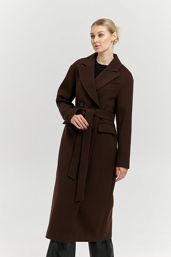 6 Пальто женское демисезонное 26102 (шоколад/рубчик)