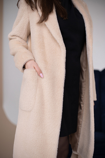 3 Пальто женское демисезонное 23551 (беж/тедди)