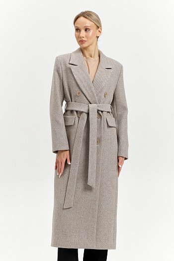 8 Пальто женское демисезонное 26326 (бежевый/диагональ)