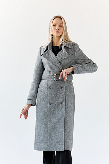 7 Пальто женское демисезонное 25797 (пепельный/ёлочка)