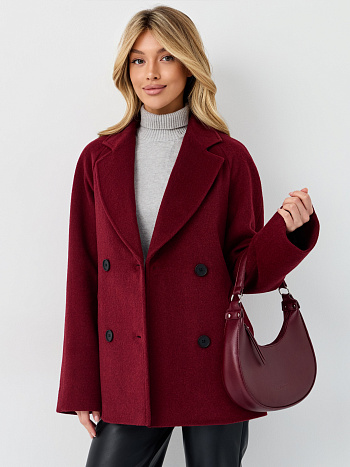 Пальто женское демисезонное 27220 (вино ворсовый)