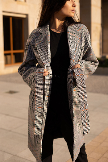 2 Пальто женское демисезонное 23220 (клетка michel)