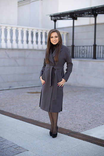 4 Пальто женское демисезонное 21820  (темно-серый) 