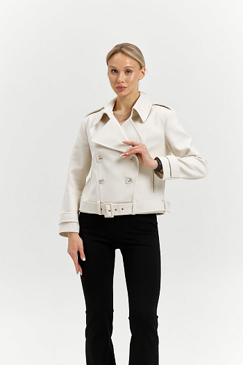 7 Полупальто женское демисезонное 25999 (молочный/рубчик)