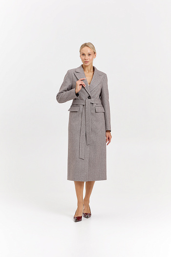 4 Пальто женское демисезонное 27210 (коричневый/ёлочка)