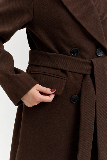 7 Пальто женское демисезонное 26102 (шоколад/рубчик)