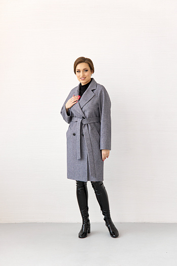 4 Пальто женское демисезонное 23220 (серый/рубчик)