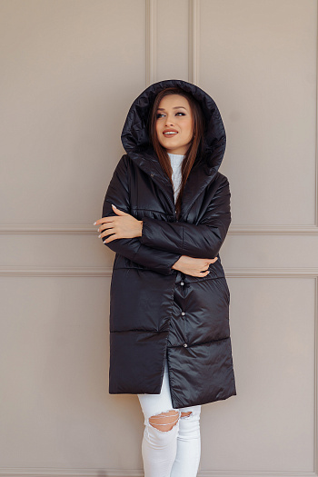 2 Пальто женское демисезонное 21910/б  (черный ) 