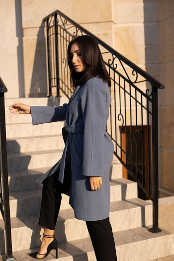 5 Пальто женское демисезонное 23220 (серо-голубой)