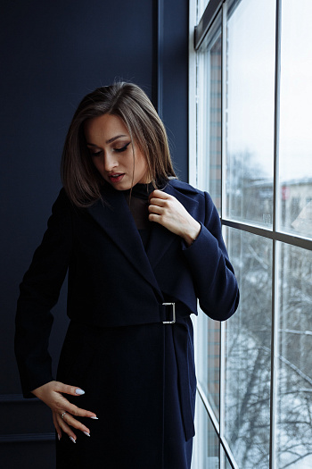 4 Пальто женское демисезонное 22105  (синий) 