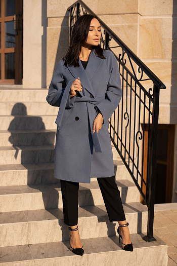 2 Пальто женское демисезонное 23220 (серо-голубой)