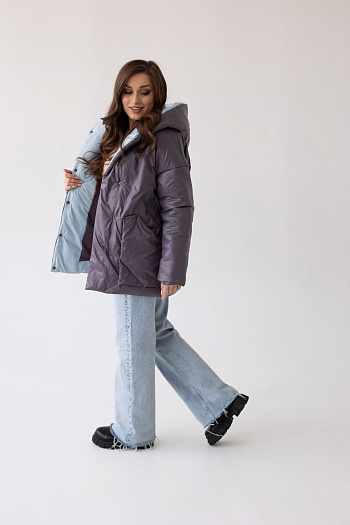 2 Куртка женская демисезонная 23260 (серо-голубой)