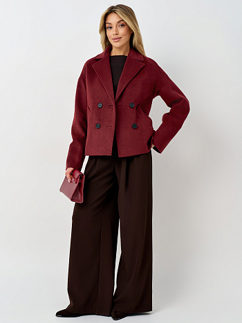 2 Пальто женское демисезонное 27332 (вино ворсовый)