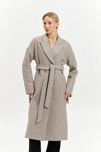 3 Пальто женское демисезонное 26820 (бежевый/диагональ)