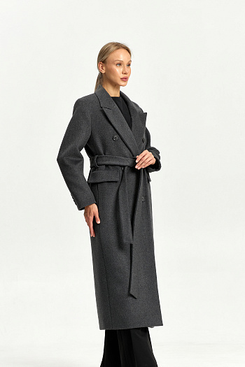 6 Пальто женское демисезонное 26326 (серый ворсовый)